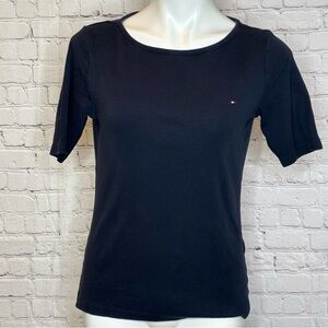 Tommy Hilfiger Women's Navy Blue Fitted T-Shirt Size M